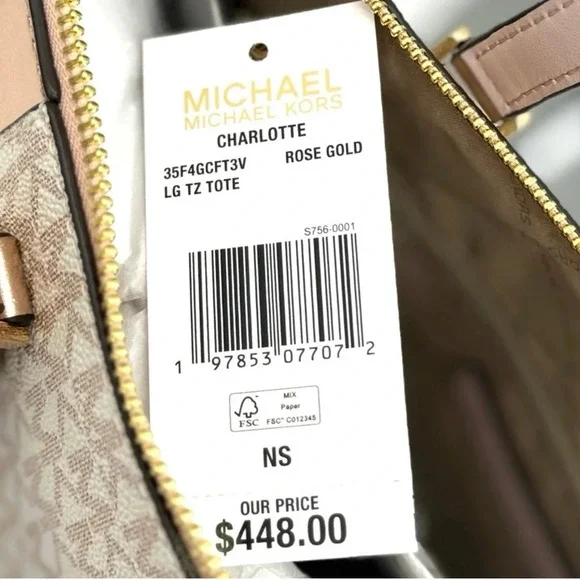 Michael Kors Large Charlotte TZ Tote Bag Rose Gold - Picture 10 of 10